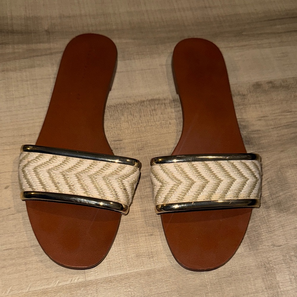 Zara Tan and Cream Women's Sandals
